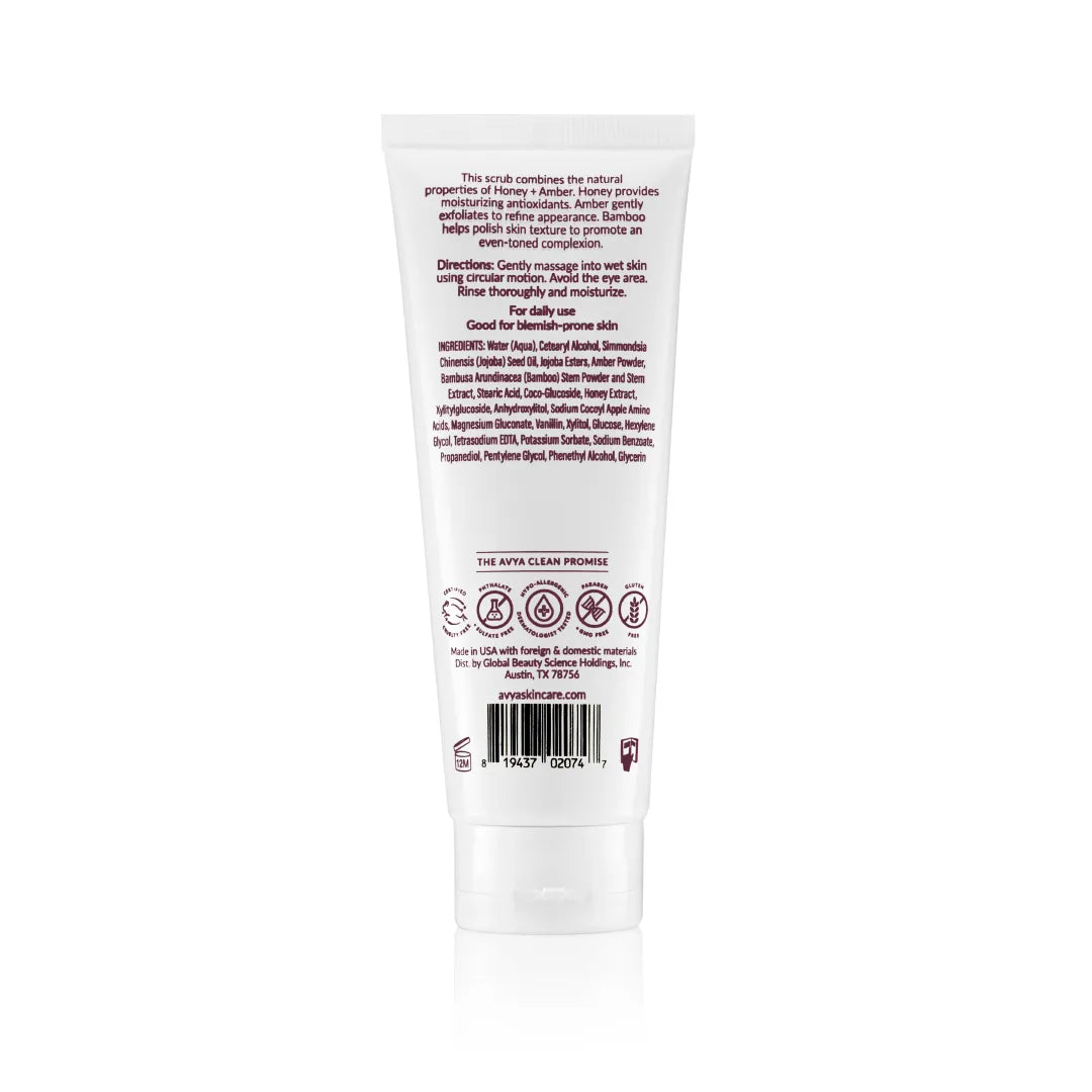 Honey And Amber Deep Cleansing Exfoliating Scrub Avya Skincare